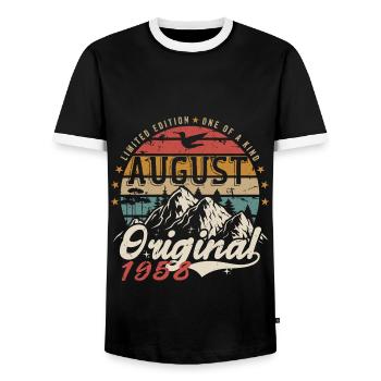 Août 1958 - Fabriqué En Août 1958 - Vintage 1958 - T-shirt contrasté Homme - noir/blanc - Devant - AI Model Female 172 light (172cm) & AI Model Male 178 light (178cm)