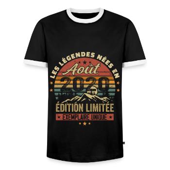 August 2020 Birthday Gift August 2020 August - Men's Ringer Shirt - black/white - Front - AI Model Female 172 light (172cm) & AI Model Male 178 light (178cm)