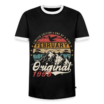 Cadeau 27e Anniversaire Nées En Février 1998 - T-shirt contrasté Homme - noir/blanc - Devant - AI Model Female 172 light (172cm) & AI Model Male 178 light (178cm)