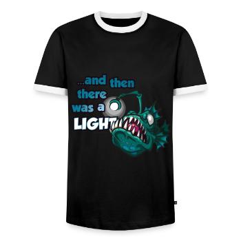 Frogfish Lantern Angler Deep Sea Saying Comic - Men's Ringer Shirt - black/white - Front - AI Model Female 172 light (172cm) & AI Model Male 178 light (178cm)