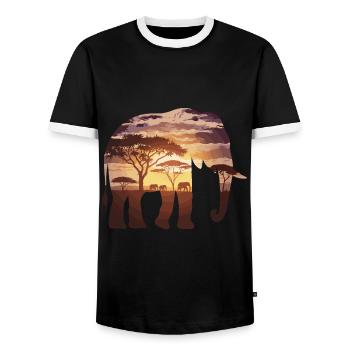 Elefant Afrika Safari - Männer Kontrast-T-Shirt - Schwarz/Weiß - Vorne - AI Model Female 172 light (172cm) & AI Model Male 178 light (178cm)