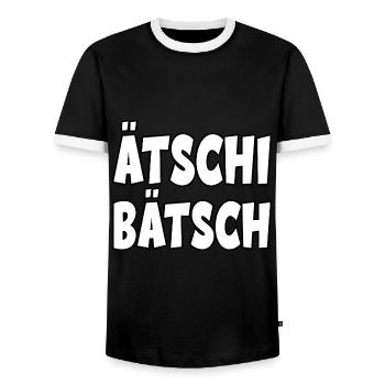 Ätschi Bätsch für Leute mit Humor - Männer Kontrast-T-Shirt - Schwarz/Weiß - Vorne - AI Model Female 172 light (172cm) & AI Model Male 178 light (178cm)