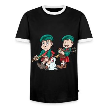 Dudelsack Witz Lusitg Spass - Männer Kontrast-T-Shirt - Schwarz/Weiß - Vorne - AI Model Female 172 light (172cm) & AI Model Male 178 light (178cm)