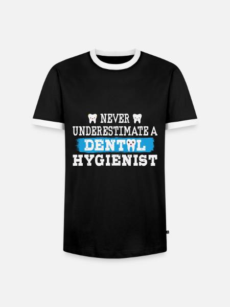 Never underestimate a dental hygienist - Men's Ringer Shirt - black/white