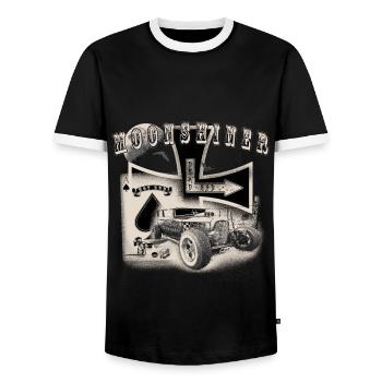 Hot Rod Moonshiner - Men's Ringer Shirt - black/white - Front - AI Model Female 172 light (172cm) & AI Model Male 178 light (178cm)