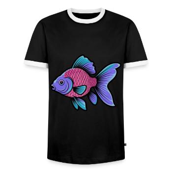 Goldfische Aquaristik Aquarium - Männer Kontrast-T-Shirt - Schwarz/Weiß - Vorne - AI Model Female 172 light (172cm) & AI Model Male 178 light (178cm)