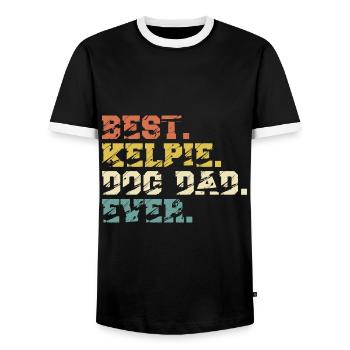 Australian Kelpie Hund Papa Spruch Vintage - Männer Kontrast-T-Shirt - Schwarz/Weiß - Vorne - AI Model Female 172 light (172cm) & AI Model Male 178 light (178cm)