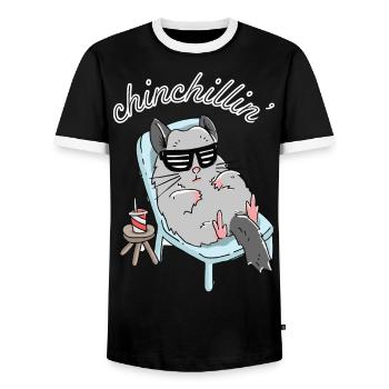 Chinchillin' | Cool Chinchilla with Sunglasses - T-shirt contrasté Homme - noir/blanc - Devant - AI Model Female 172 light (172cm) & AI Model Male 178 light (178cm)