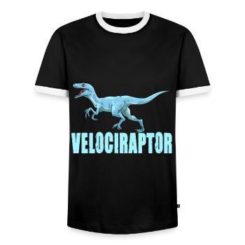 Dinosaurier Velociraptor Raptor Dino - Männer Kontrast-T-Shirt - Schwarz/Weiß - Vorne - AI Model Female 172 light (172cm) & AI Model Male 178 light (178cm)