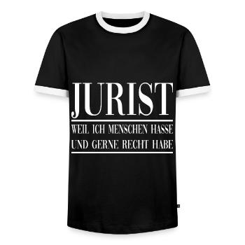 Jurist - Männer Kontrast-T-Shirt - Schwarz/Weiß - Vorne - AI Model Female 172 light (172cm) & AI Model Male 178 light (178cm)