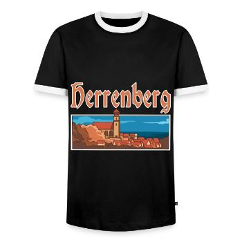 Herrenberg Stadt Altstadt Deutschland - Männer Kontrast-T-Shirt - Schwarz/Weiß - Vorne - AI Model Female 172 light (172cm) & AI Model Male 178 light (178cm)