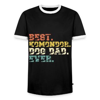 Komondor Hungarian Dad Papa Master Vintage - Men's Ringer Shirt - black/white - Front - AI Model Female 172 light (172cm) & AI Model Male 178 light (178cm)
