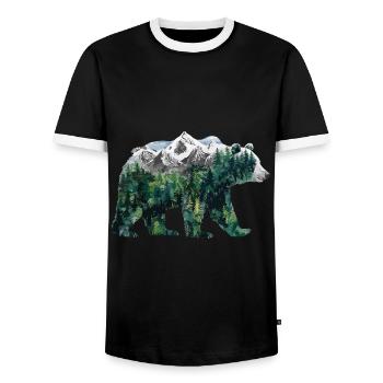 Wald Bär Natur Wildlife Kunst Berg Tier - Männer Kontrast-T-Shirt - Schwarz/Weiß - Vorne - AI Model Female 172 light (172cm) & AI Model Male 178 light (178cm)