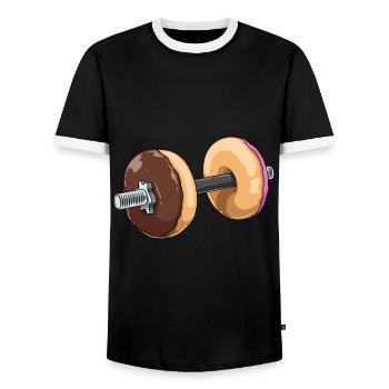 Donut Haltère Fitness - T-shirt contrasté Homme - noir/blanc - Devant - AI Model Female 172 light (172cm) & AI Model Male 178 light (178cm)