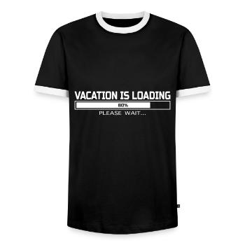 VACATION IS LOADING - Men's Ringer Shirt - black/white - Front - AI Model Female 172 light (172cm) & AI Model Male 178 light (178cm)
