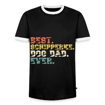 Schipperke Hund Dad Papa Herrchen Sprüche Vintage - Männer Kontrast-T-Shirt - Schwarz/Weiß - Vorne - AI Model Female 172 light (172cm) & AI Model Male 178 light (178cm)