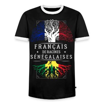 Racines Sénégalaises - T-shirt contrasté Homme - noir/blanc - Devant - AI Model Female 172 light (172cm) & AI Model Male 178 light (178cm)