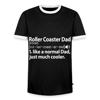 Roller Coaster Papa Drôle Définition Dicton - T-shirt contrasté Homme - noir/blanc - Devant - AI Model Female 172 light (172cm) & AI Model Male 178 light (178cm)