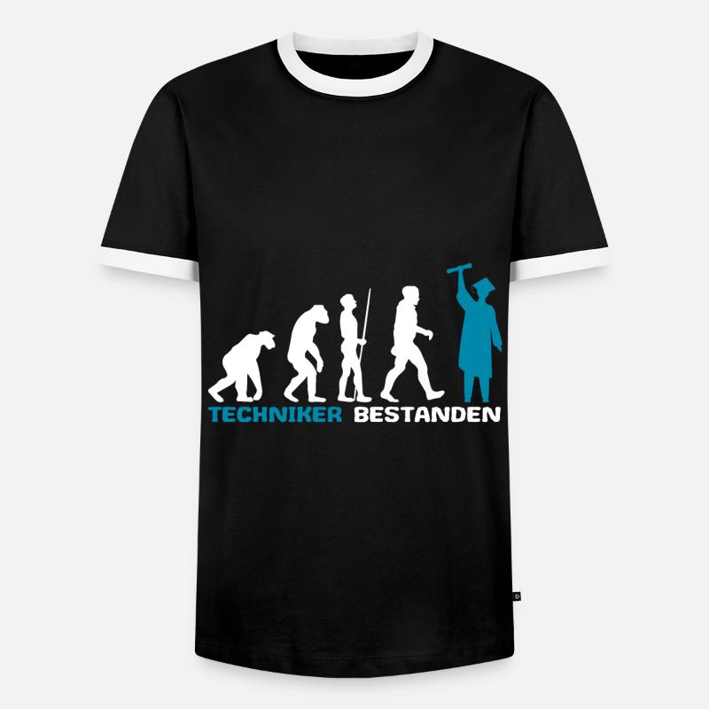 Techniker Abschluss Prüfung Bestanden Evolution - Männer Kontrast-T-Shirt - Schwarz/Weiß