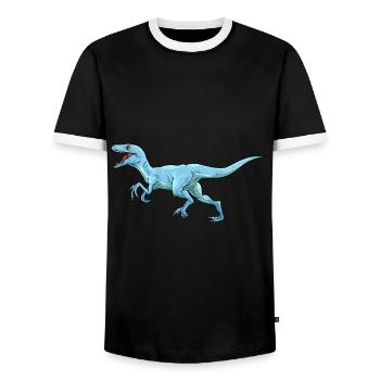 Dinosaurier Velociraptor Raptor Dino - Männer Kontrast-T-Shirt - Schwarz/Weiß - Vorne - AI Model Female 172 light (172cm) & AI Model Male 178 light (178cm)