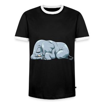 Niedlicher Schlafender Elefant - Männer Kontrast-T-Shirt - Schwarz/Weiß - Vorne - AI Model Female 172 light (172cm) & AI Model Male 178 light (178cm)