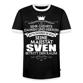 SVEN - Majestät - Männer Kontrast-T-Shirt - Schwarz/Weiß - Vorne - AI Model Female 172 light (172cm) & AI Model Male 178 light (178cm)