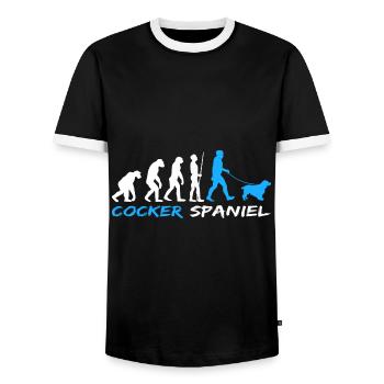 Cocker anglais Cocker Spaniel Chien Evolution - T-shirt contrasté Homme - noir/blanc - Devant - AI Model Female 172 light (172cm) & AI Model Male 178 light (178cm)