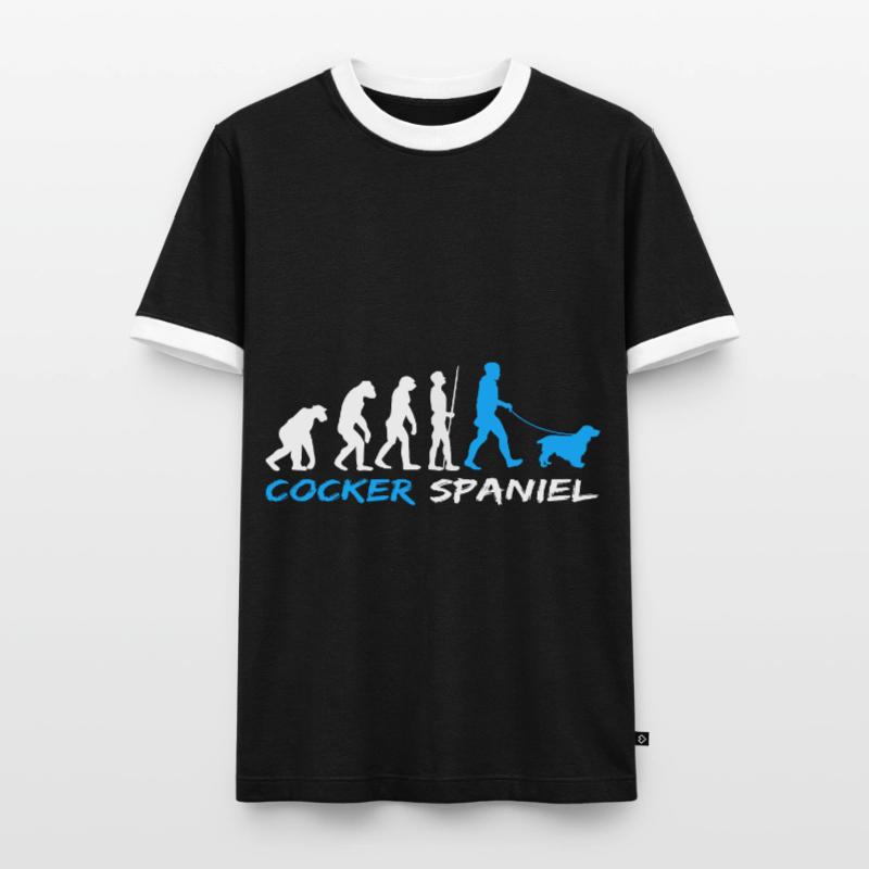 Cocker anglais Cocker Spaniel Chien Evolution T-shirt contrasté Homme