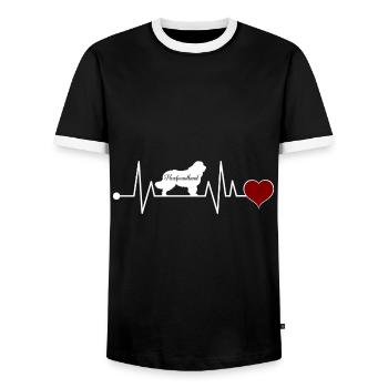 Neufundländer Herzschlag Geschenk - Männer Kontrast-T-Shirt - Schwarz/Weiß - Vorne - AI Model Female 172 light (172cm) & AI Model Male 178 light (178cm)