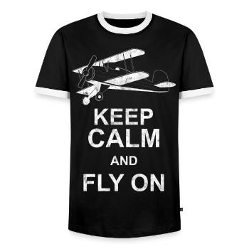 Airplane Pilot Flying Relax Rest I Gift - Men's Ringer Shirt - black/white - Front - AI Model Female 172 light (172cm) & AI Model Male 178 light (178cm)