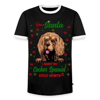 Cocker Spaniel Hund Weihnachten Hunderasse - Männer Kontrast-T-Shirt - Schwarz/Weiß - Vorne - AI Model Female 172 light (172cm) & AI Model Male 178 light (178cm)