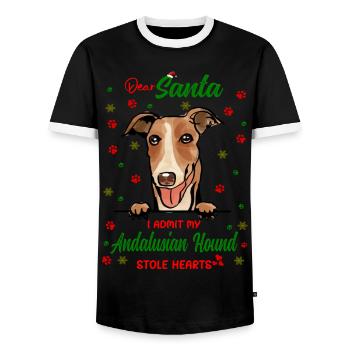 Andalusischer Laufhund Hund Weihnachten Hunderasse - Männer Kontrast-T-Shirt - Schwarz/Weiß - Vorne - AI Model Female 172 light (172cm) & AI Model Male 178 light (178cm)