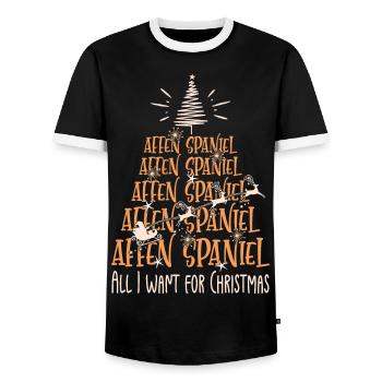 Affen Spaniel Hund Weihnachten Hunderasse - Männer Kontrast-T-Shirt - Schwarz/Weiß - Vorne - AI Model Female 172 light (172cm) & AI Model Male 178 light (178cm)