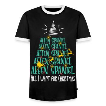 Affen Spaniel Hund Weihnachten Hunderasse - Männer Kontrast-T-Shirt - Schwarz/Weiß - Vorne - AI Model Female 172 light (172cm) & AI Model Male 178 light (178cm)