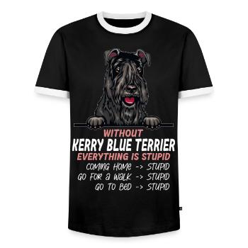 Ohne Kerry Blue Terrier ist alles doof - Männer Kontrast-T-Shirt - Schwarz/Weiß - Vorne - AI Model Female 172 light (172cm) & AI Model Male 178 light (178cm)