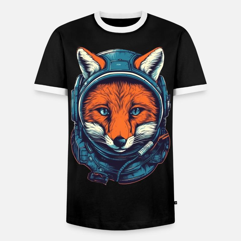 Fox Astronaut - Men's Ringer Shirt - black/white