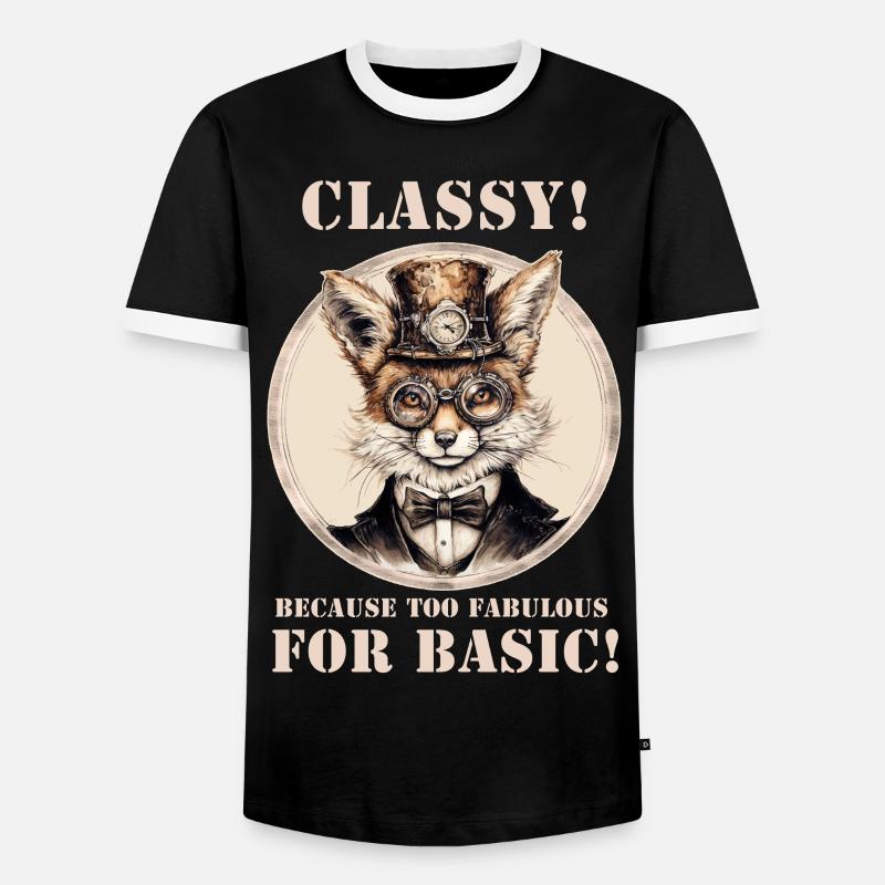 Steampunk Fox - Men's Ringer Shirt - black/white