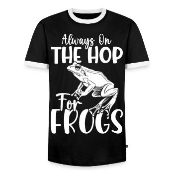 FroschfAlways On The Hop For Frogs Catching Advent - Männer Kontrast-T-Shirt - Schwarz/Weiß - Vorne - AI Model Female 172 light (172cm) & AI Model Male 178 light (178cm)