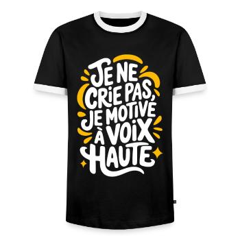 Je ne crie pas je motive à voix haute - T-shirt contrasté Homme - noir/blanc - Devant - AI Model Female 172 light (172cm) & AI Model Male 178 light (178cm)