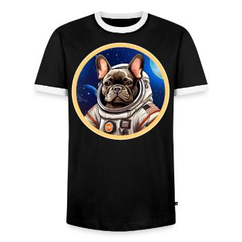 Frenchie French Bulldog Astronaute Space - T-shirt contrasté Homme - noir/blanc - Devant - AI Model Female 172 light (172cm) & AI Model Male 178 light (178cm)