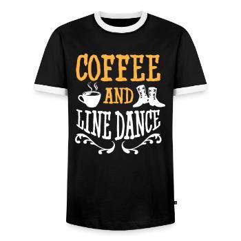 Line Dancing Gift I Country Line Dance - Men's Ringer Shirt - black/white - Front - AI Model Female 172 light (172cm) & AI Model Male 178 light (178cm)