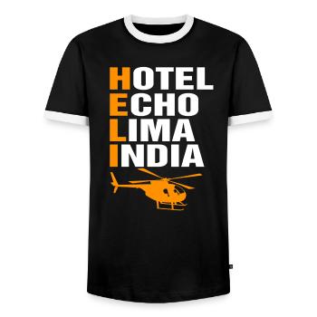 Helicopter Pilot Gift I Helicopter Helicopter - Men's Ringer Shirt - black/white - Front - AI Model Female 172 light (172cm) & AI Model Male 178 light (178cm)
