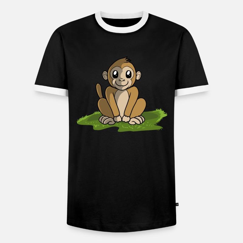 Affe Äffchen - Männer Kontrast-T-Shirt - Schwarz/Weiß