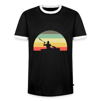 Retro Kajak Kayak Kajaker - Männer Kontrast-T-Shirt - Schwarz/Weiß - Vorne - AI Model Female 172 light (172cm) & AI Model Male 178 light (178cm)