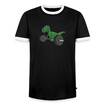 Weightlifting weightlifter barbell - Men's Ringer Shirt - black/white - Front - AI Model Female 172 light (172cm) & AI Model Male 178 light (178cm)