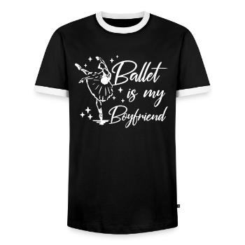 Danseuse de ballet ballerine - T-shirt contrasté Homme - noir/blanc - Devant - AI Model Female 172 light (172cm) & AI Model Male 178 light (178cm)