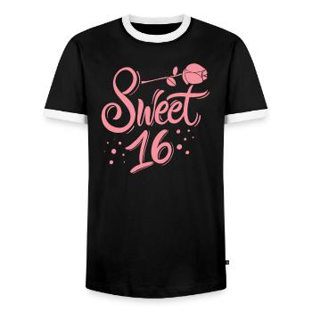 Sweet 16e anniversaire - T-shirt contrasté Homme - noir/blanc - Devant - AI Model Female 172 light (172cm) & AI Model Male 178 light (178cm)