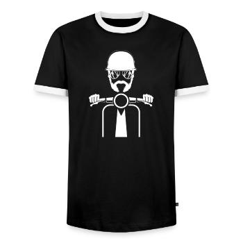 Scooter scooter mobylette scooter - T-shirt contrasté Homme - noir/blanc - Devant - AI Model Female 172 light (172cm) & AI Model Male 178 light (178cm)