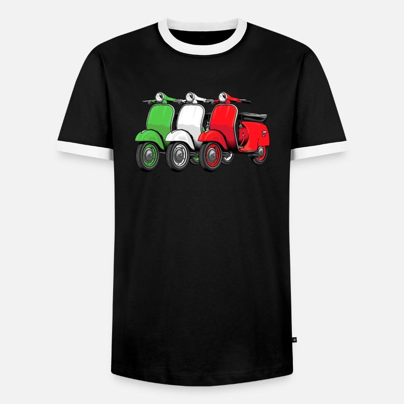 Motorroller Mofa Moped Roller - Männer Kontrast-T-Shirt - Schwarz/Weiß