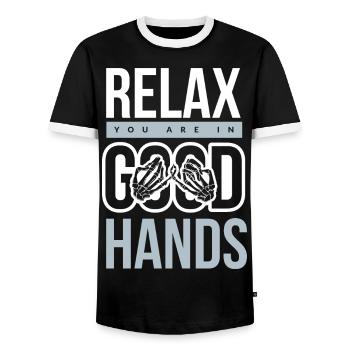 Physiothérapie - T-shirt contrasté Homme - noir/blanc - Devant - AI Model Female 172 light (172cm) & AI Model Male 178 light (178cm)